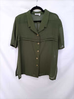 RAGUSSA.Blusa vintage verde hombreras T.50 (XL)