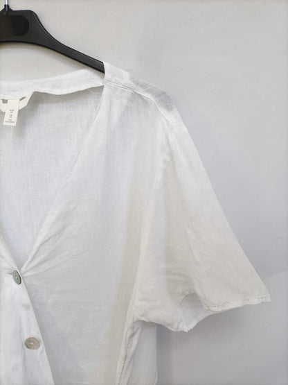 H&amp;M.White linen blouse T.48 (L/XL)
