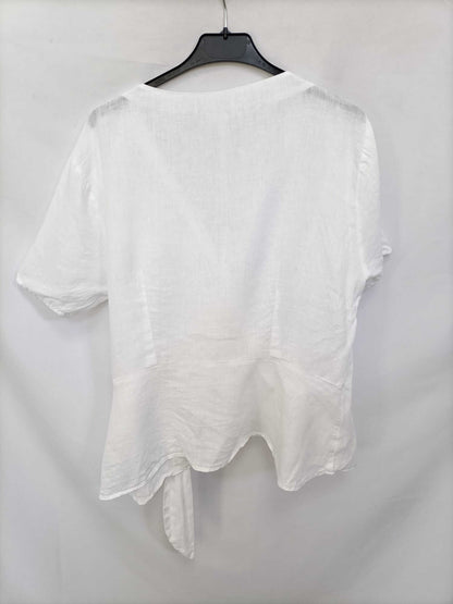 H&amp;M.White linen blouse T.48 (L/XL)