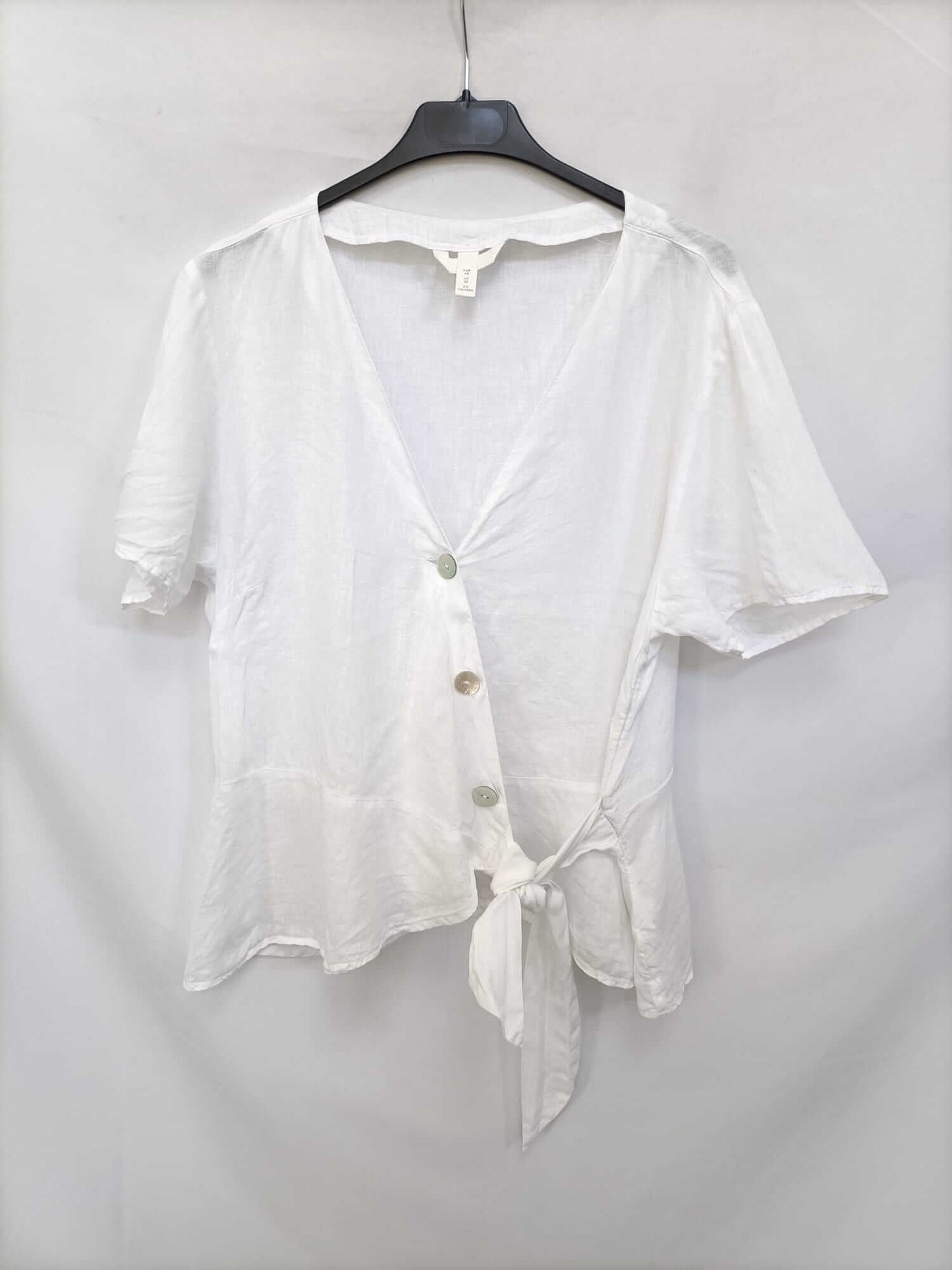 H&amp;M.White linen blouse T.48 (L/XL)