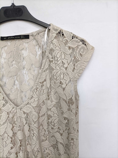 ZARA. Top encaje encerado T.s