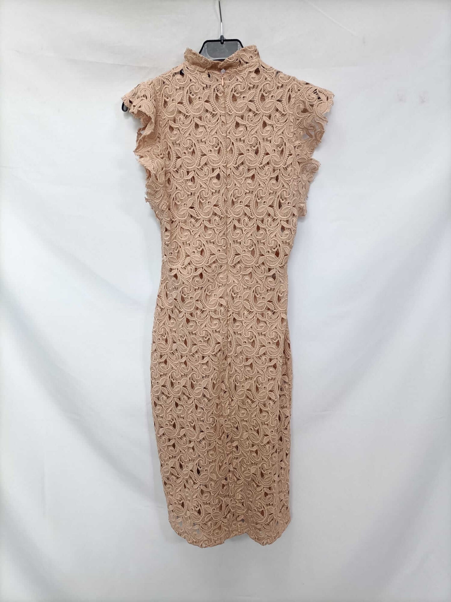 ZARA.Vestido encaje rosa palo T.xs