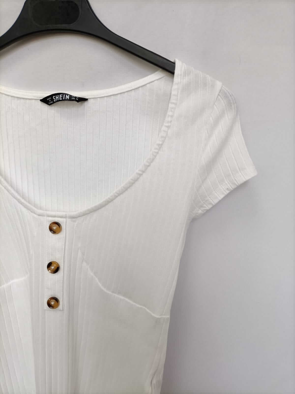 SHEIN.Body blanco canalé T.m