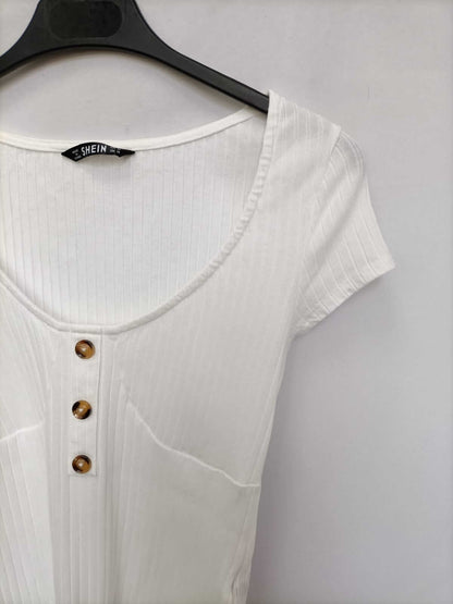 SHEIN.Body blanco canalé T.m