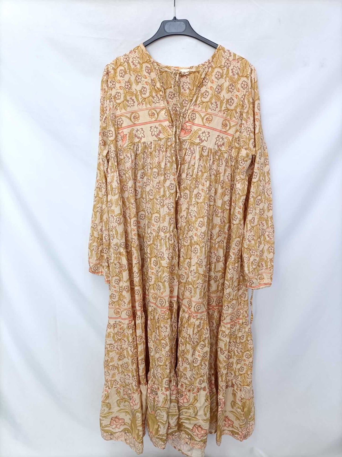 TEN TEWLVE. Vestido mostaza flores T.10/12 (m/l)