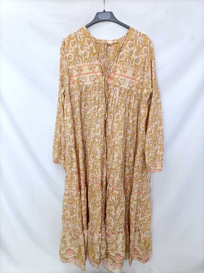 TEN TEWLVE. Vestido mostaza flores T.10/12 (m/l)