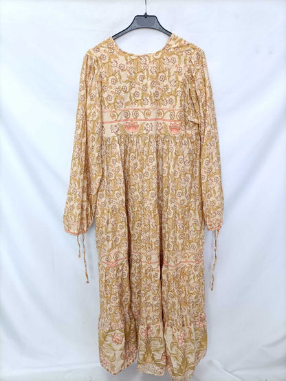 TEN TEWLVE. Vestido mostaza flores T.10/12 (m/l)