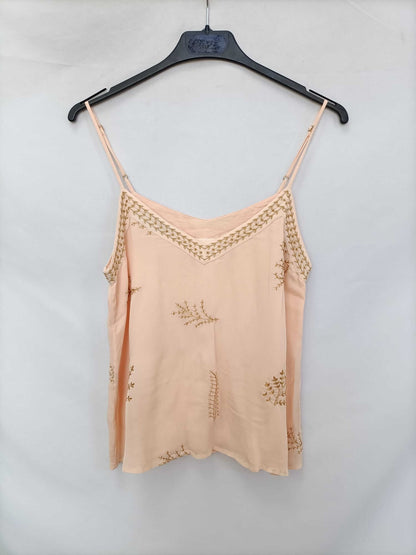 INDI&amp;COLD. Pink embroidered top T.xs
