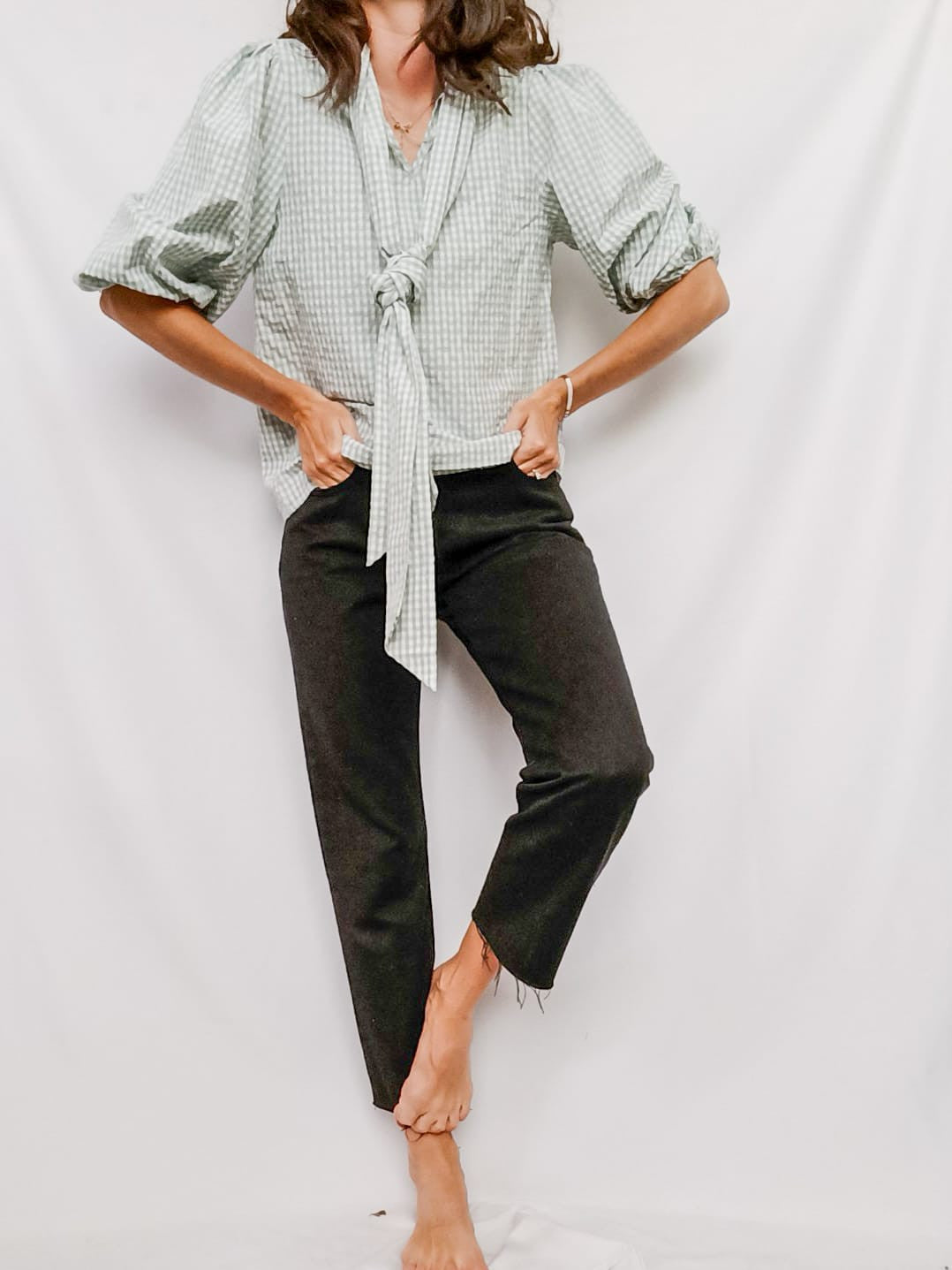 OTRAS. Blusa cuadros azul y blanco Tu (s/m)