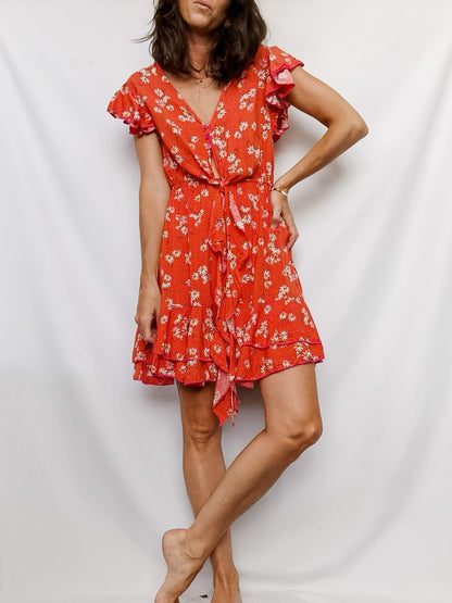 JAASE. Vestido corto lunares y flores T.xs