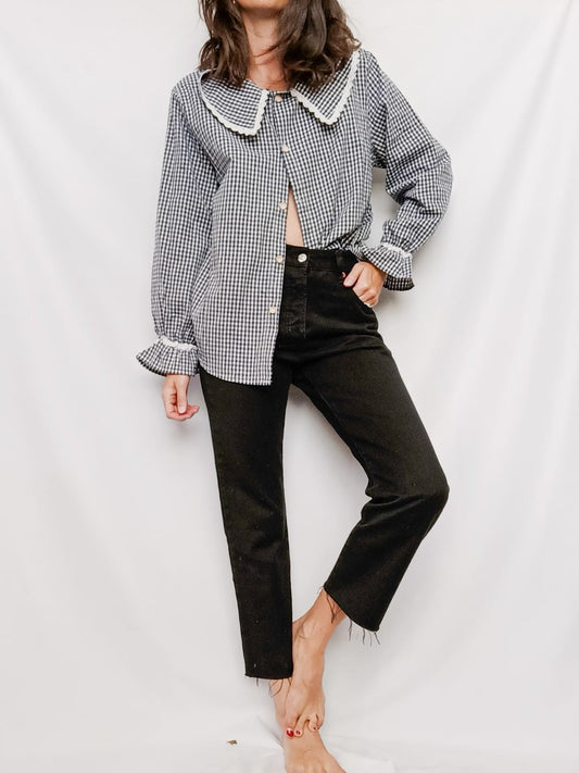 LA MAGLIETTA. Blusa cuadros vichi y cuello bebe T.s