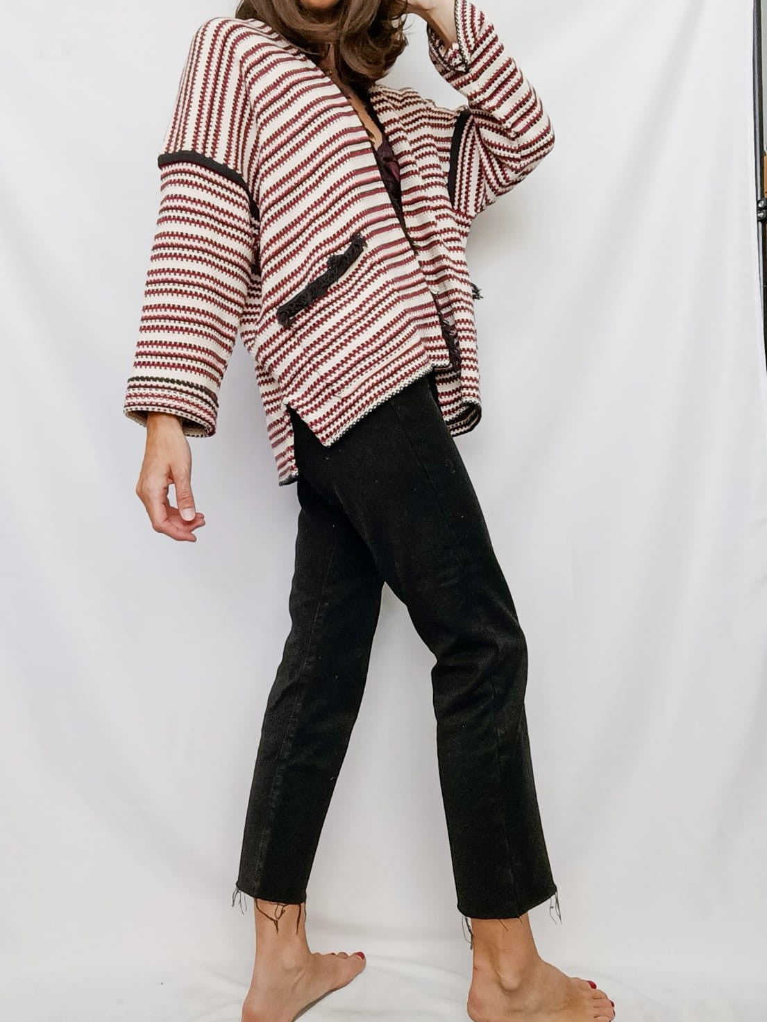 KOOKAI. Striped and fringed cardigan S.2 (s/m)