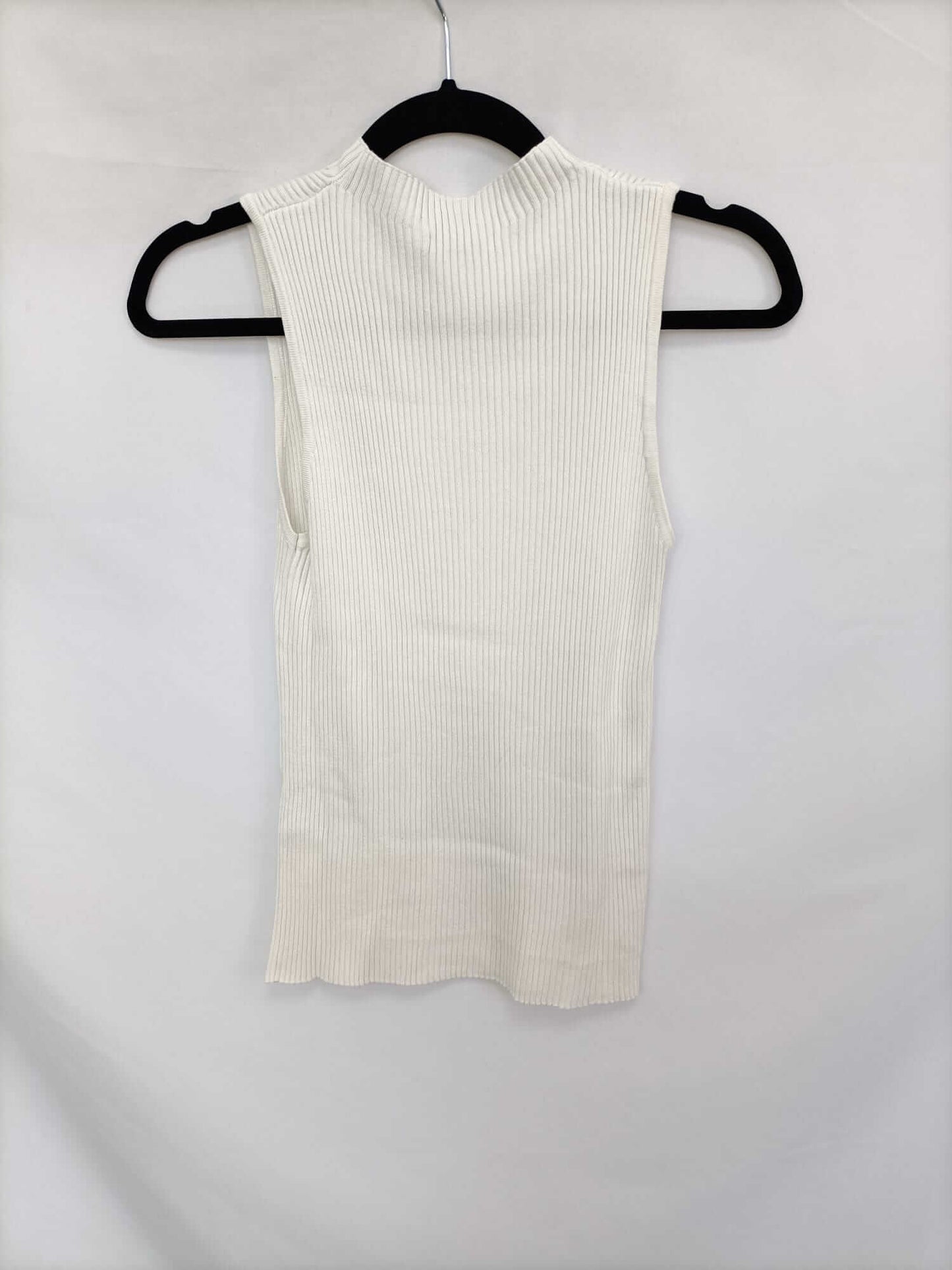 MANGO. Top punto canalé blanco T.s