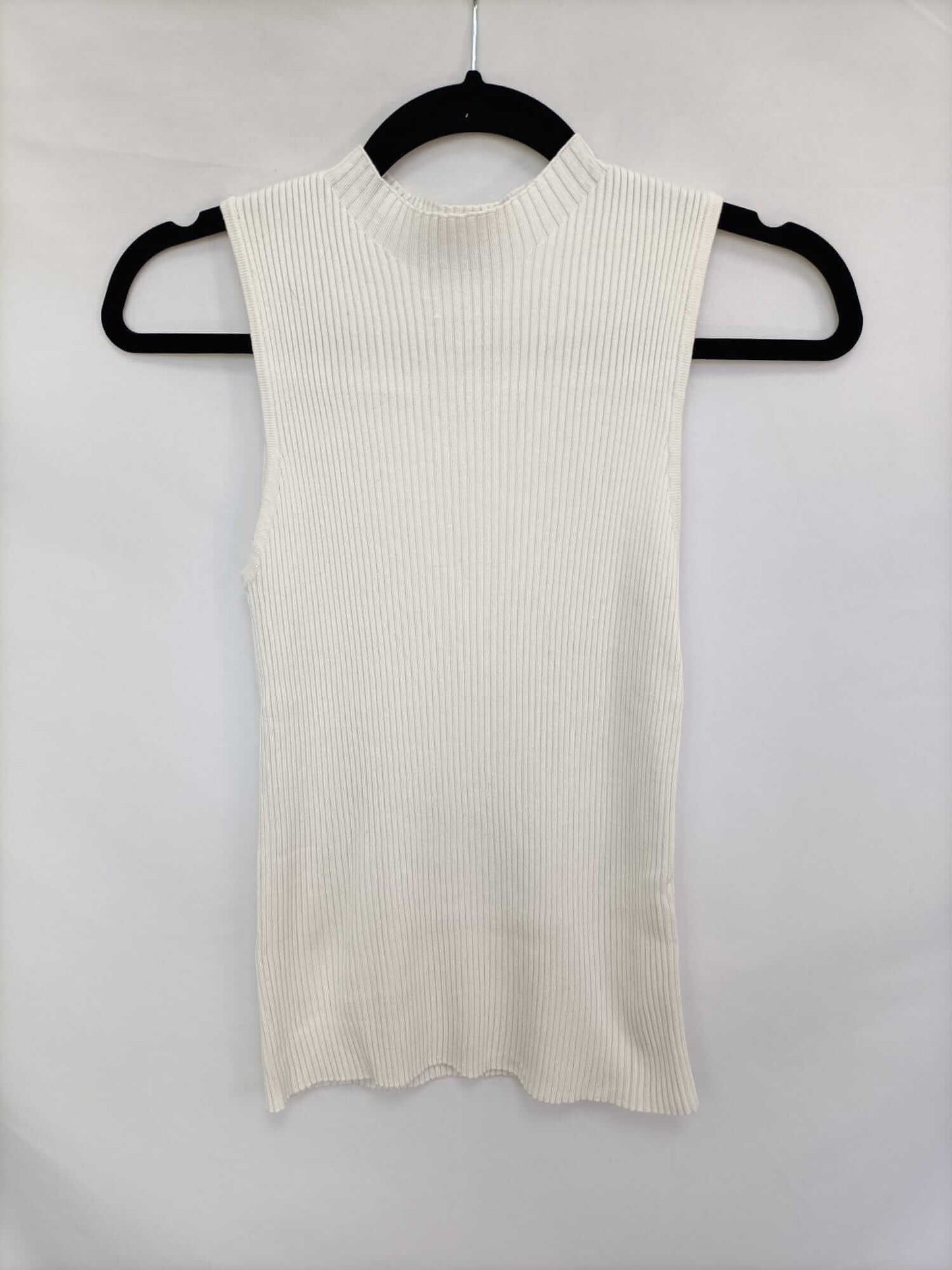 MANGO. Top punto canalé blanco T.s