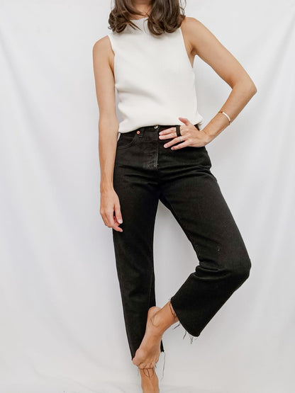 MANGO. Top punto canalé blanco T.s