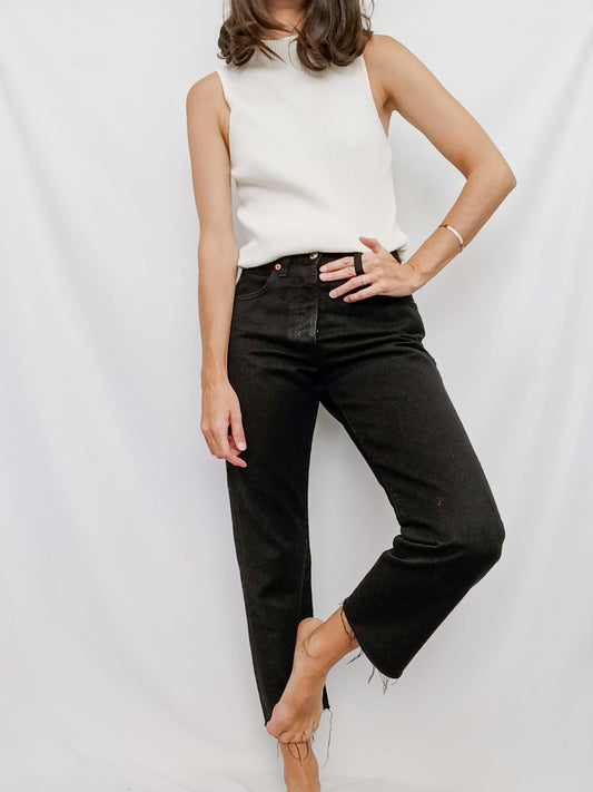 MANGO. Top punto canalé blanco T.s