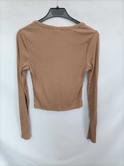 H&M. Top canalé camel T.xs