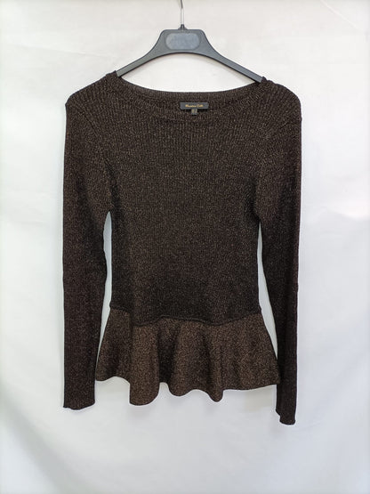 MASSIMO DUTTI. Copper thread knit top Ts