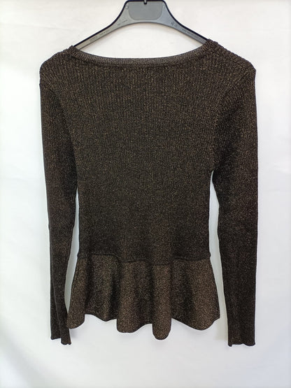 MASSIMO DUTTI. Copper thread knit top Ts