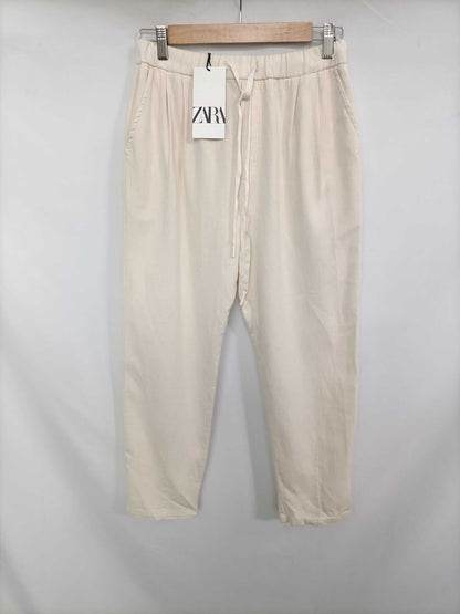 ZARA. Pantalón beige algodón T.xs