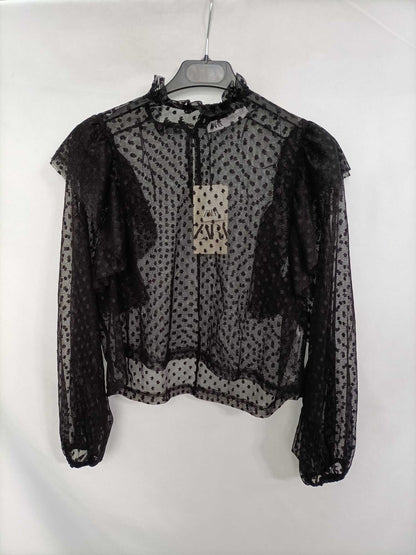 ZARA. Top plimeti negro T.s