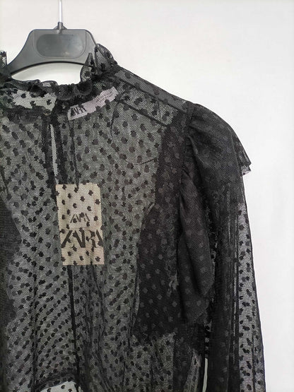 ZARA. Top plimeti negro T.s