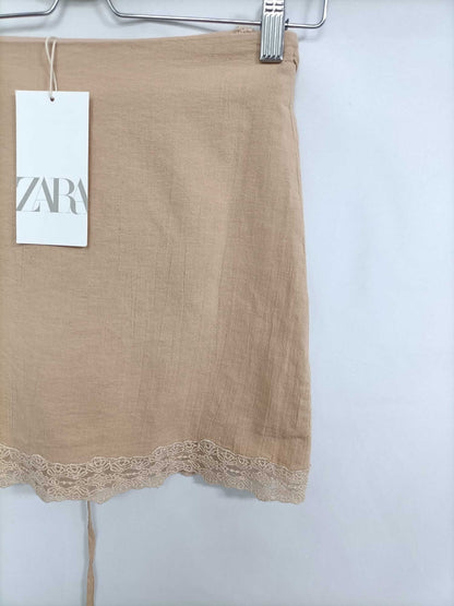 ZARA. Falda beige algodón T.xs