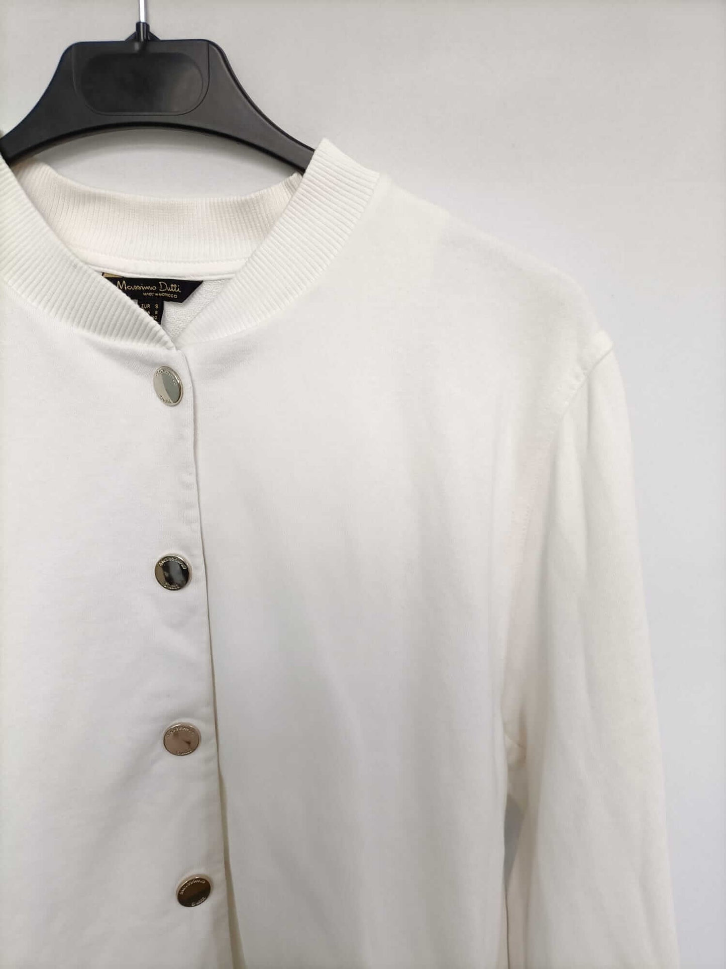 MASSIMO DUTTI. Sudadera estilo bomber blanca T.s