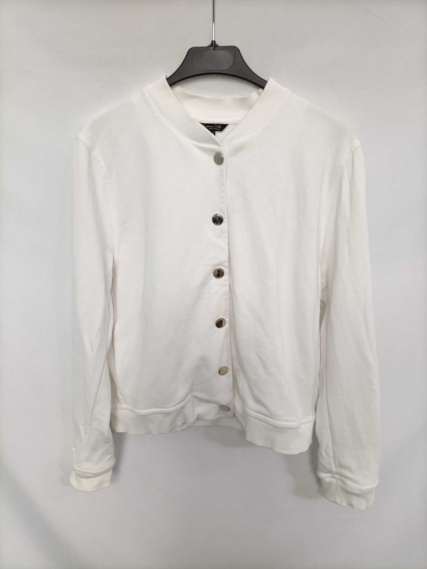 MASSIMO DUTTI. Sudadera estilo bomber blanca T.s