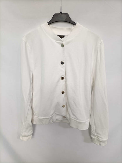 MASSIMO DUTTI. Sudadera estilo bomber blanca T.s