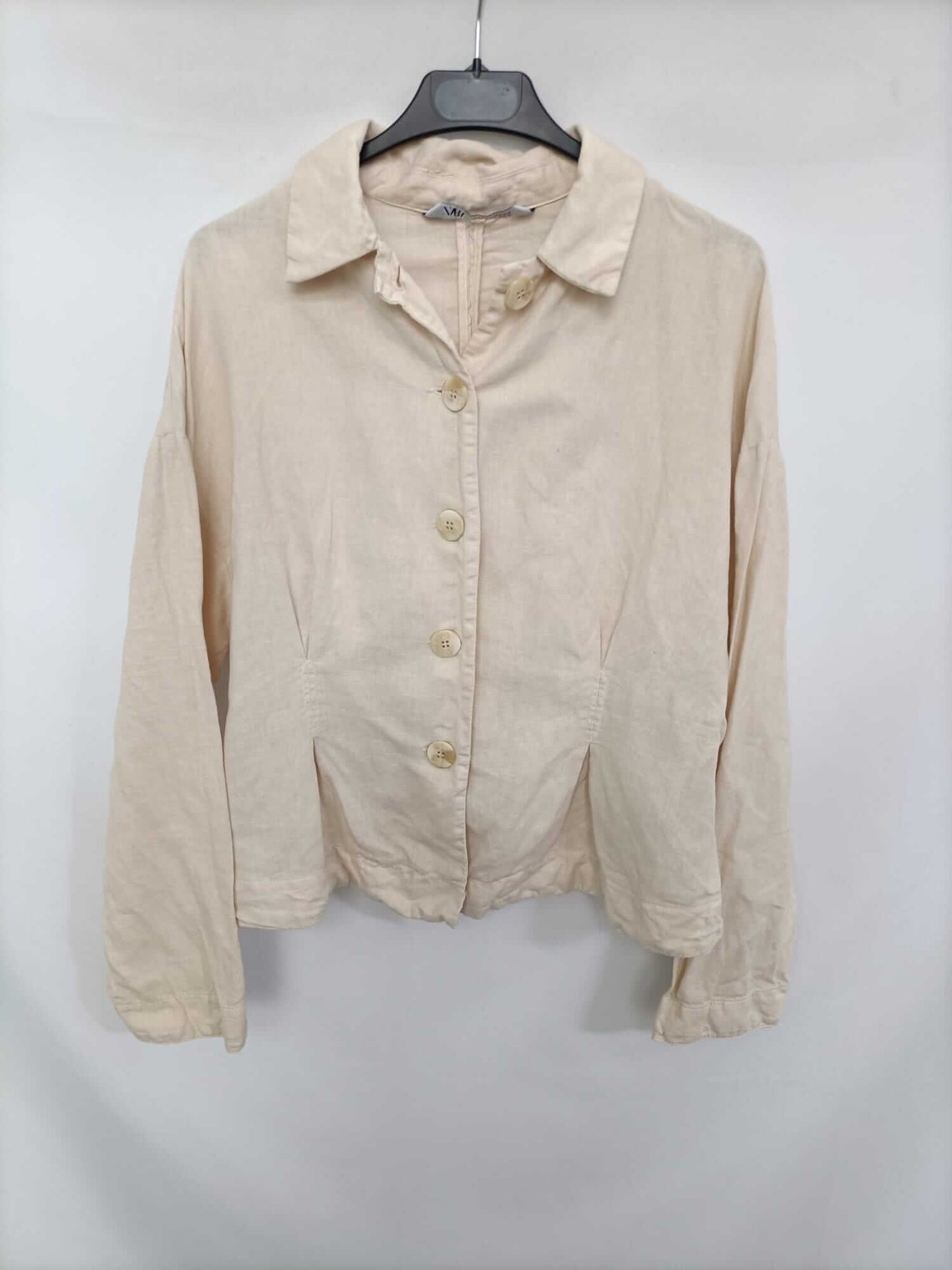 ZARA. Blusa beige lino T.s