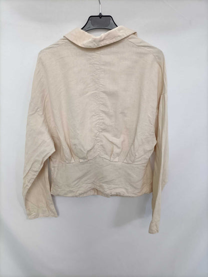 ZARA. Blusa beige lino T.s