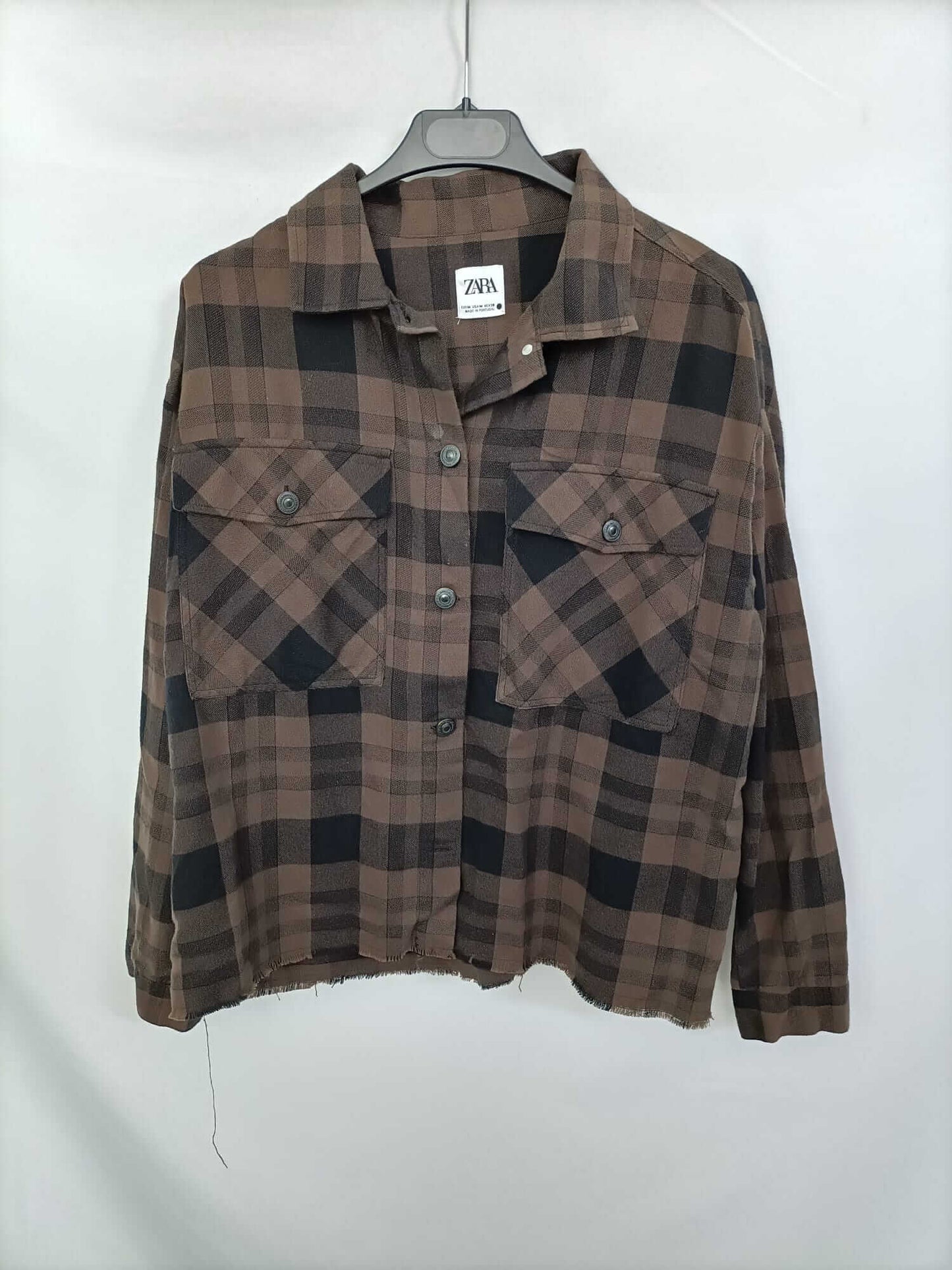 ZARA. Sobrecamisa/camisa cuadros franela T.m