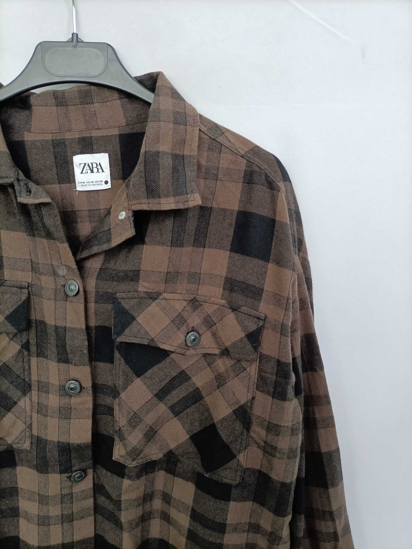 ZARA. Sobrecamisa/camisa cuadros franela T.m