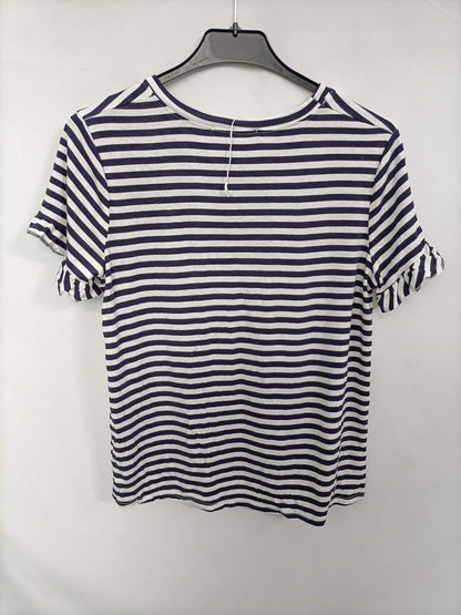 VALENTINA. Camiseta rayas azul y blanca volantes T.s