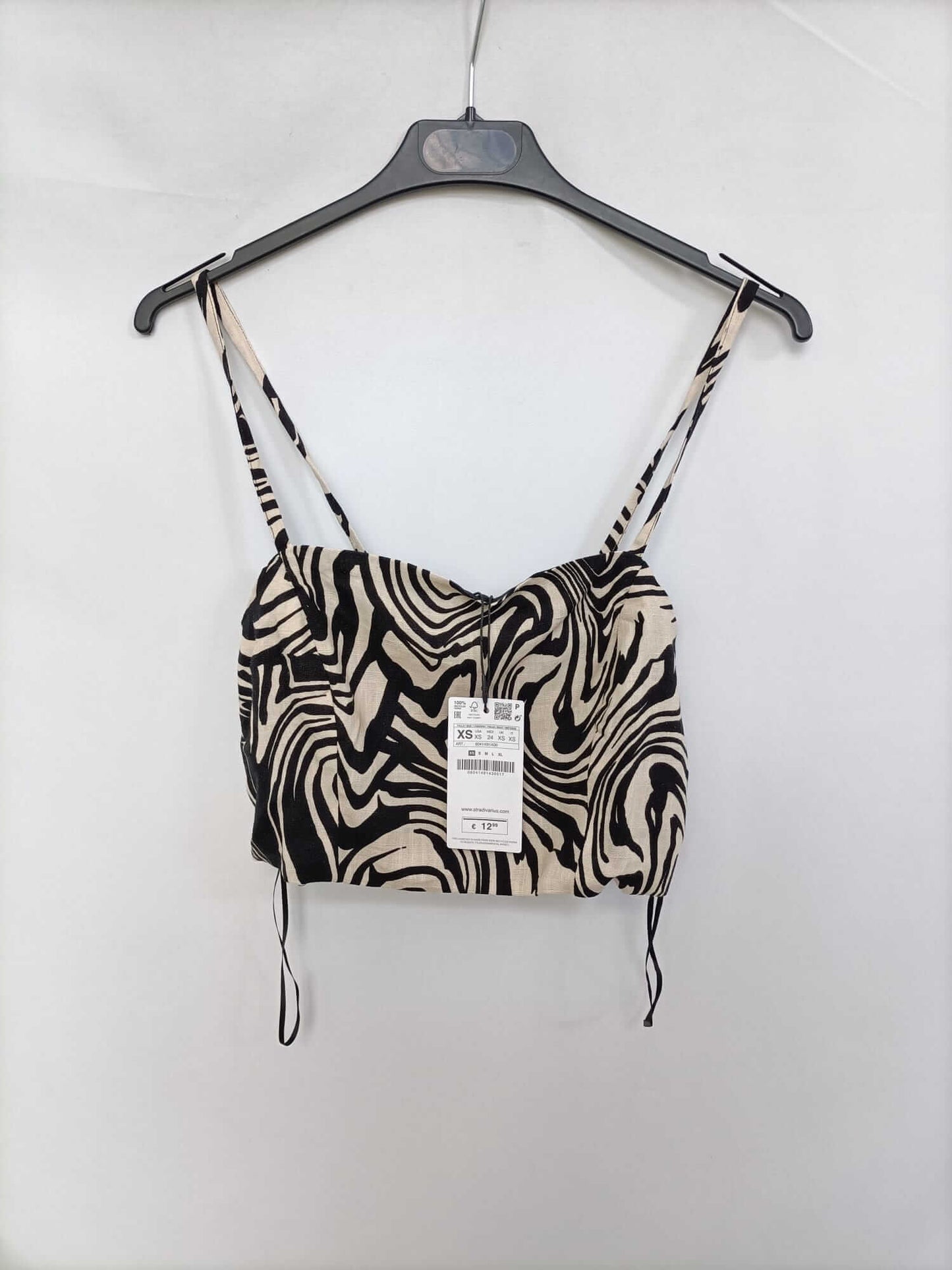 STRADIVARIUS. Top cebra algodón T.xs