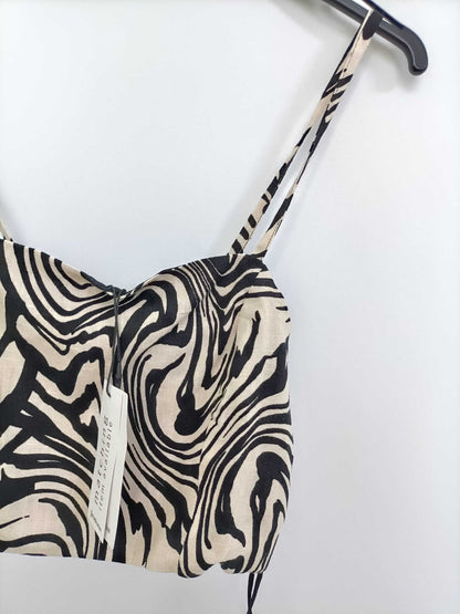 STRADIVARIUS. Top cebra algodón T.xs