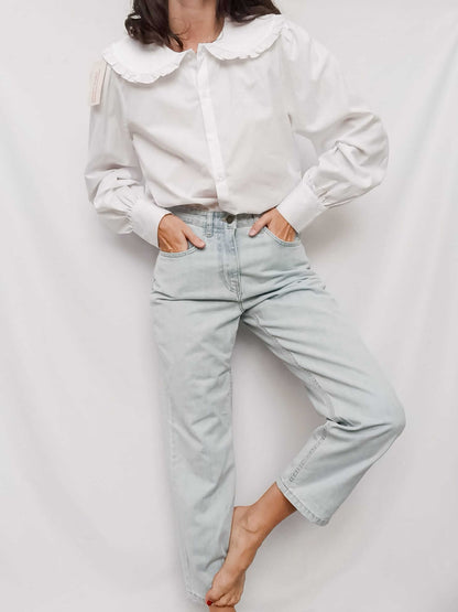 h&M. Blusa blanca cuello bebe T.s