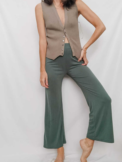 NATURA. Pantalón elástico verde T.s