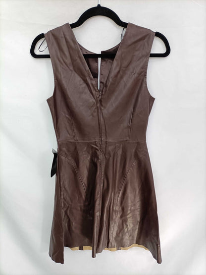 ZARA.Vestido corto marrón T.m