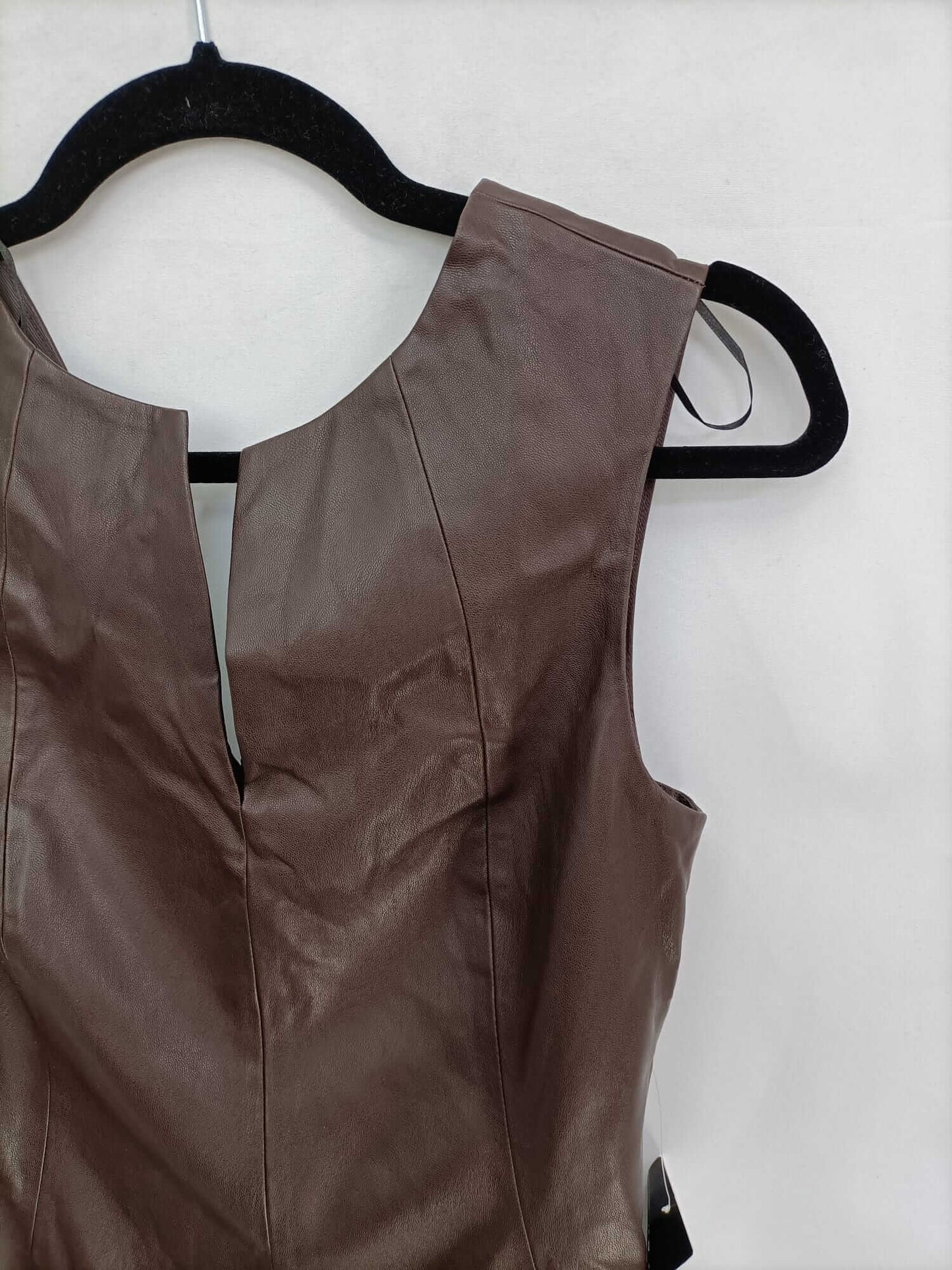 ZARA.Vestido corto marrón T.m