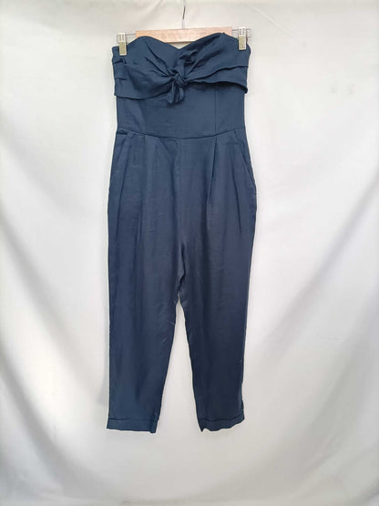 MANGO. Mono azul lino T.xs