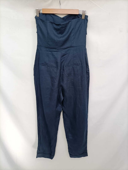 MANGO. Mono azul lino T.xs