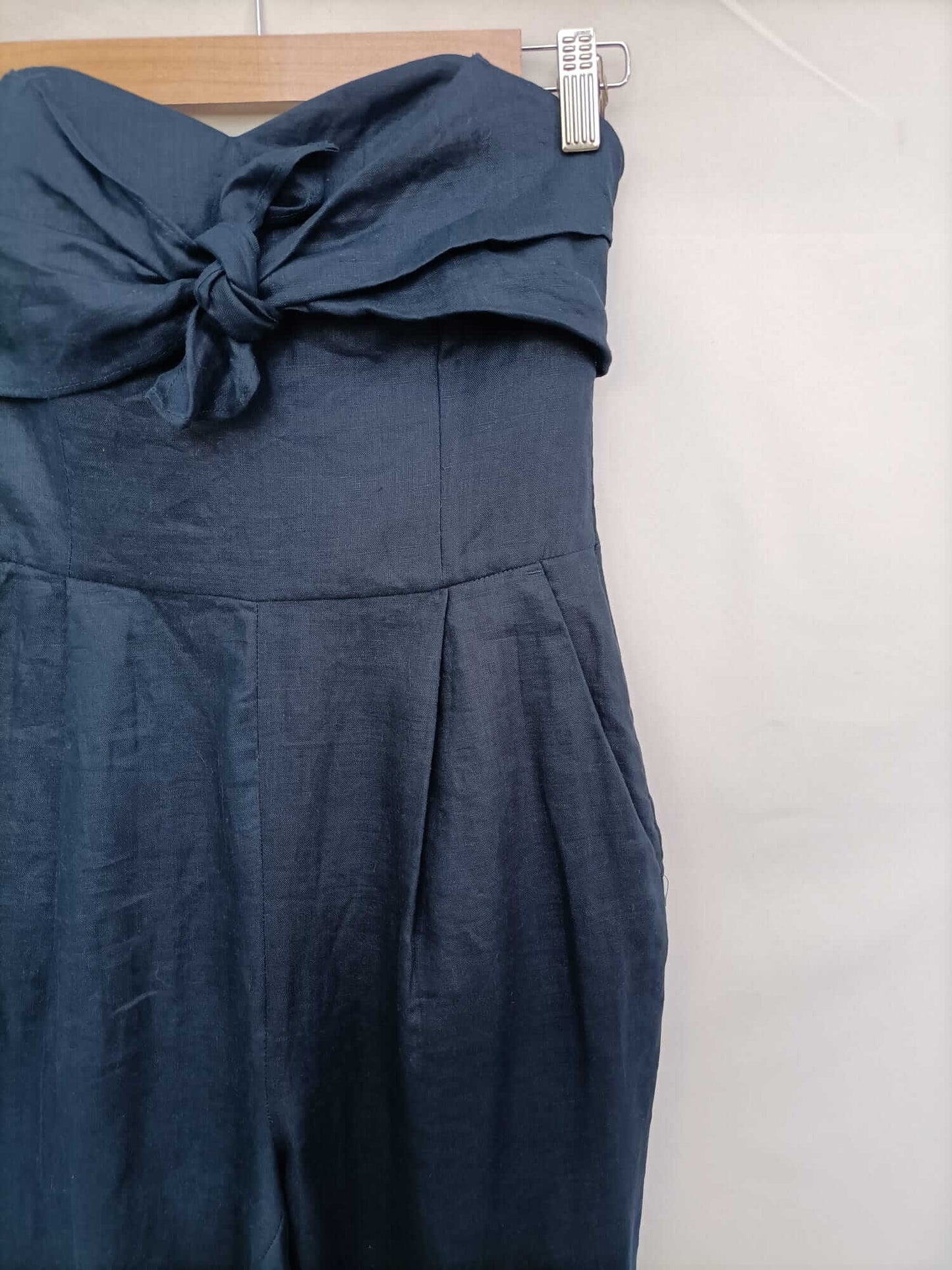 MANGO. Mono azul lino T.xs