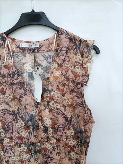 MANGO. Blusa smoking flores T.s