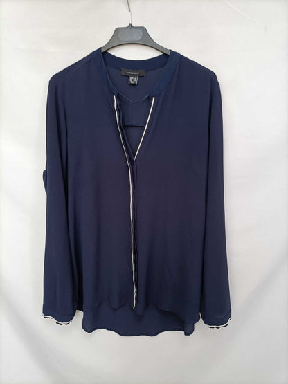 PRIMARK. Blue blouse with white trim, size 42