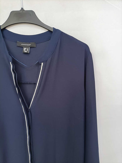 PRIMARK. Blue blouse with white trim, size 42