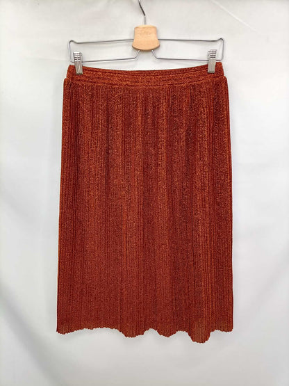 MANGO. Falda midi ocre T.m