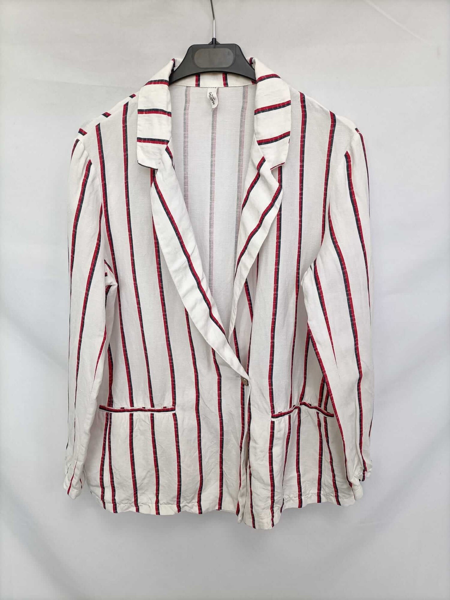 MANGO. Blazer blanca rayas T.m