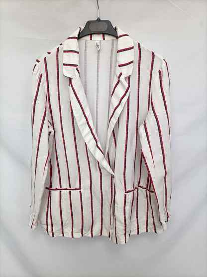MANGO. Blazer blanca rayas T.m